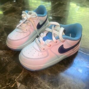 Nike Kids' White and Blue Sneakers